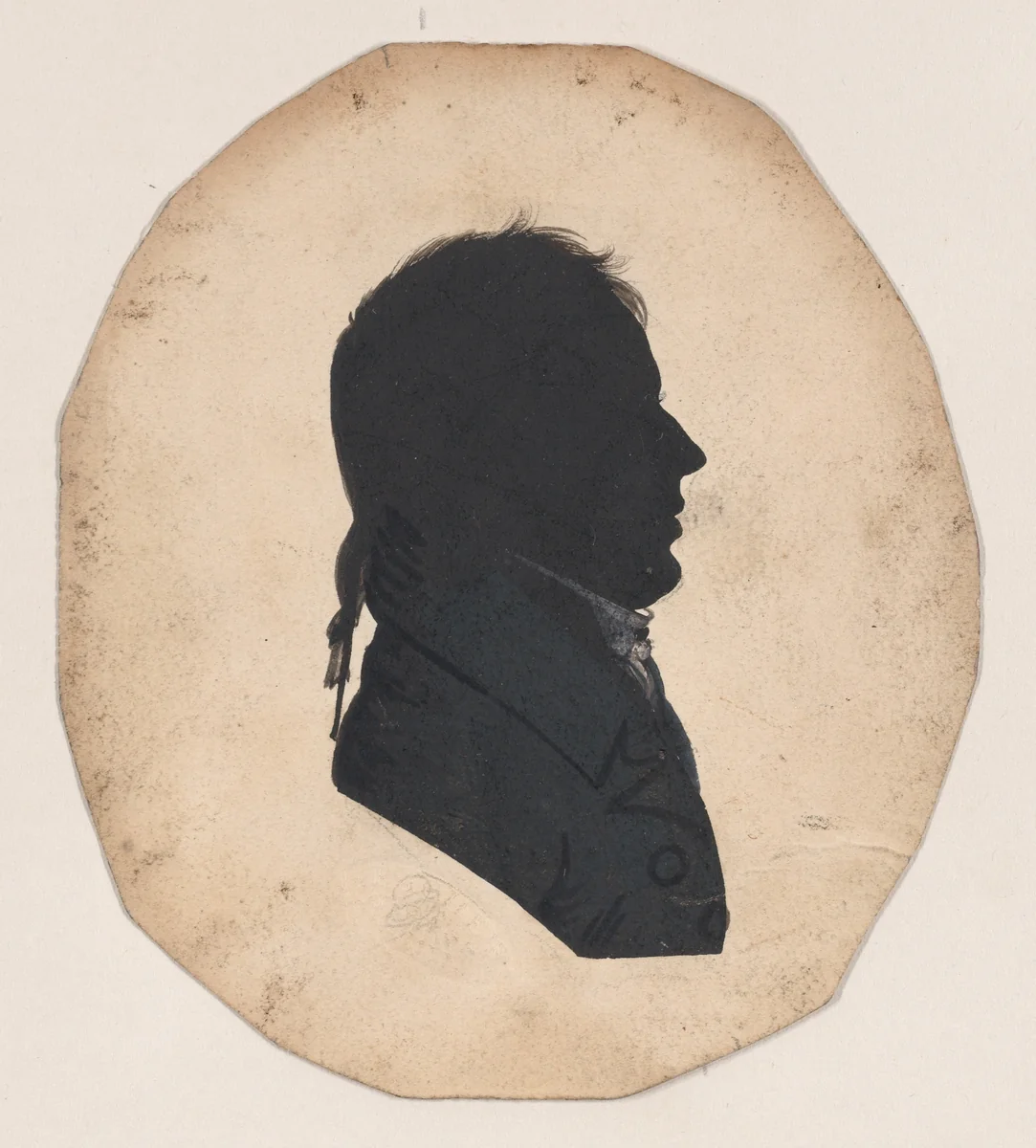 Silhouette of an unknown man, in profile to the right by William Bache, drawing, 1800-1900