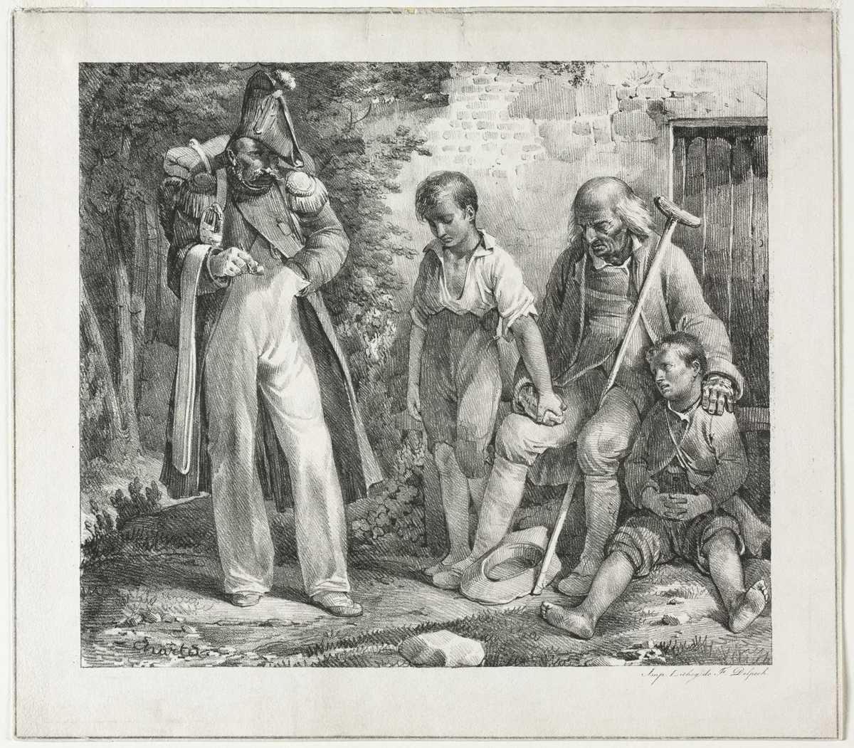 Begging for Alms by Nicolas Toussaint Charlet, print, 1819