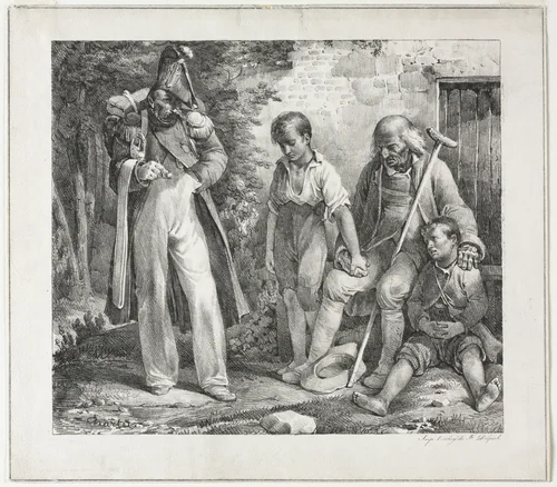 Begging for Alms by Nicolas Toussaint Charlet, print, 1819