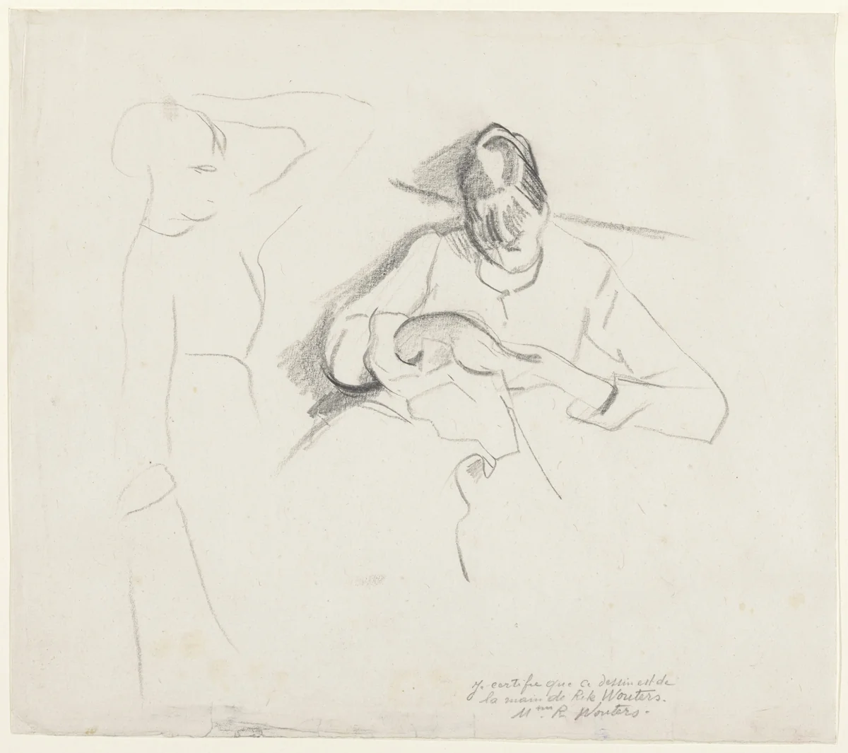 Naaiende vrouw by Rik Wouters, drawing, 1892-1916