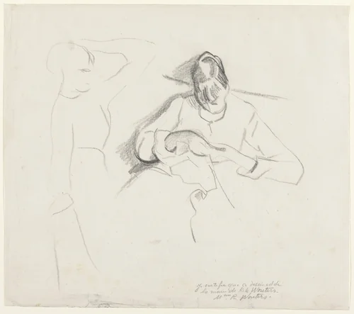 Naaiende vrouw by Rik Wouters, drawing, 1892-1916