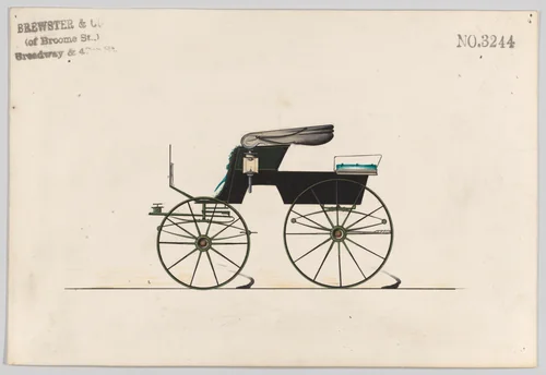 Design for Stanhope Phaeton, no. 3244 by Brewster & Co., drawing, 1876