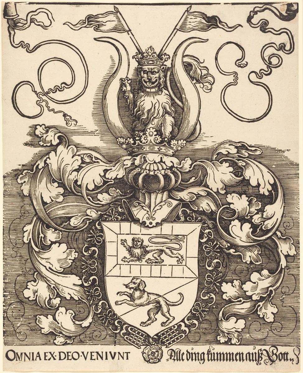 Coat of Arms of Lorenz Staiber by Albrecht Dürer, print, 1520-1521
