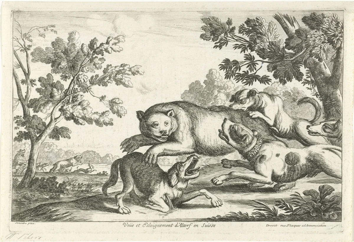 Berenjacht by Gillis Peeters, print, 1622-1653