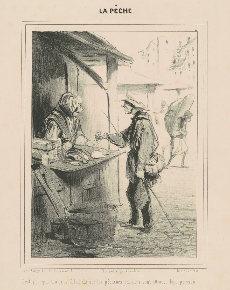C'est pesque toujours a la halle ... by Honoré Daumier, print, 1840