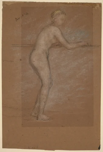 Nude Leaning on a Rail [recto] by James McNeill Whistler, drawing, 1871-1874