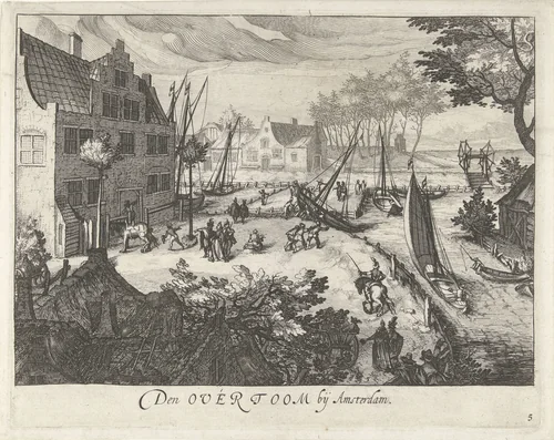 Gezicht op de Overtoom bij Amsterdam by Simon Frisius, print, 1601-1648