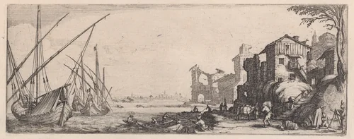 Le Petit Port appelé aussi Le Port de Mer (The Small Port, also called the Sea Port), from "Les Quatre Paysages" (The Four Landscapes) by Jacques Callot, print, 1620-1700