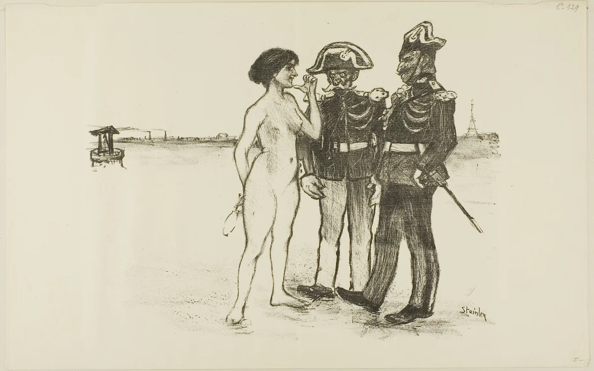 Truth and the Two Soldiers by Théophile Alexandre Steinlen, print, 1891