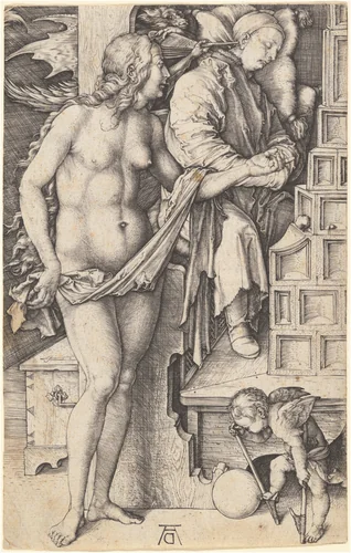 The Dream of the Doctor (Temptation of the Idler) by Albrecht Dürer, print, 1498-1499