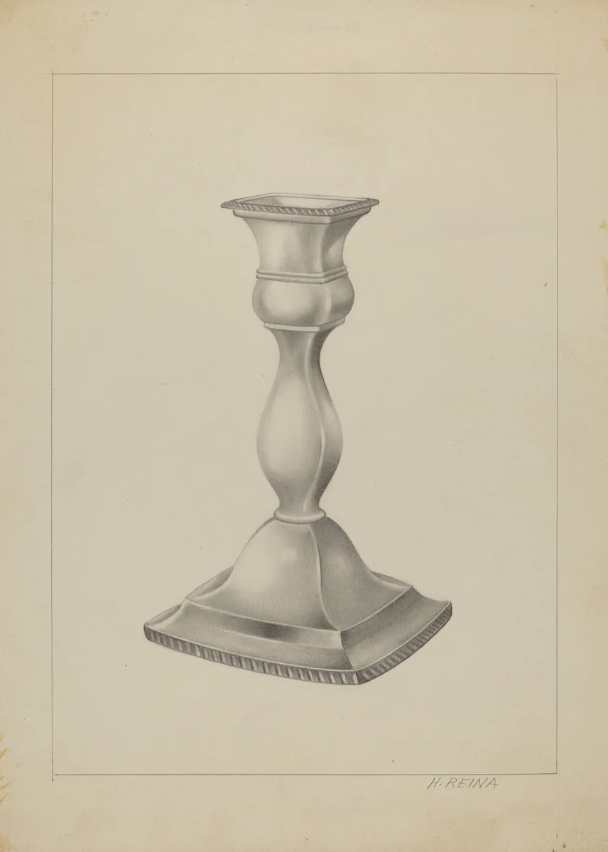 Silver Candlestick by Horace Reina, index of american design, 1937