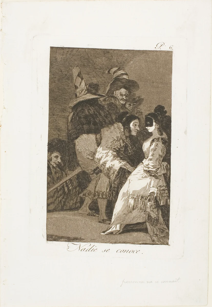 Nobody knows himself, plate six from Los Caprichos by Francisco José de Goya, print, 1797-1799