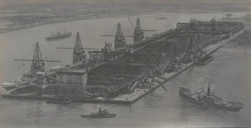 Cristobal Coaling Station from the Bay (copy of drawing) by Unidentified Photographer, photograph, 1907