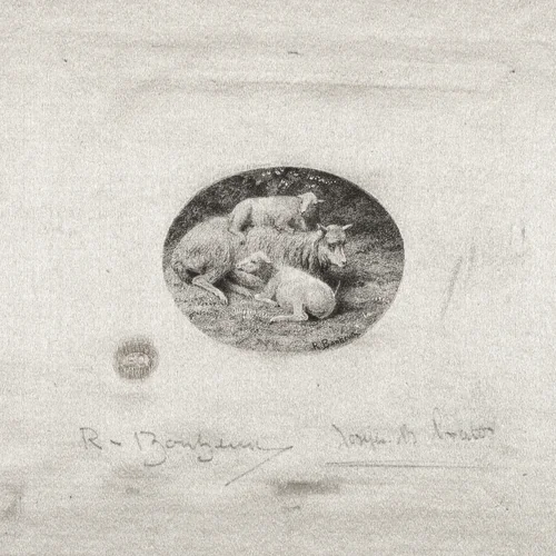 Sheep and Lambs by Joseph Bishop Pratt, print, 1893