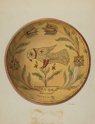 Pa. German Pie Plate by Albert Levone, index of american design, 1936