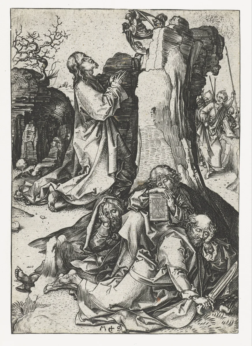 Christus op de Olijfberg by Unknown, print, 1470-1491