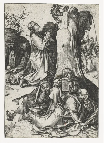 Christus op de Olijfberg by Unknown, print, 1470-1491