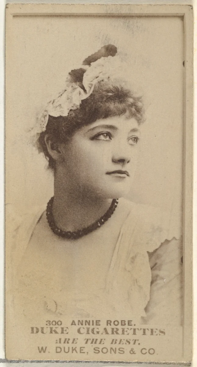 Card Number 300, Annie Robe, from the Actors and Actresses series (N145-7) issued by Duke Sons & Co. to promote Duke Cigarettes by W. Duke, Sons & Co., photograph, 1880-1889