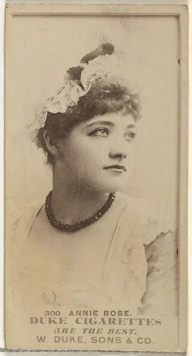 Card Number 300, Annie Robe, from the Actors and Actresses series (N145-7) issued by Duke Sons & Co. to promote Duke Cigarettes by W. Duke, Sons & Co., photograph, 1880-1889