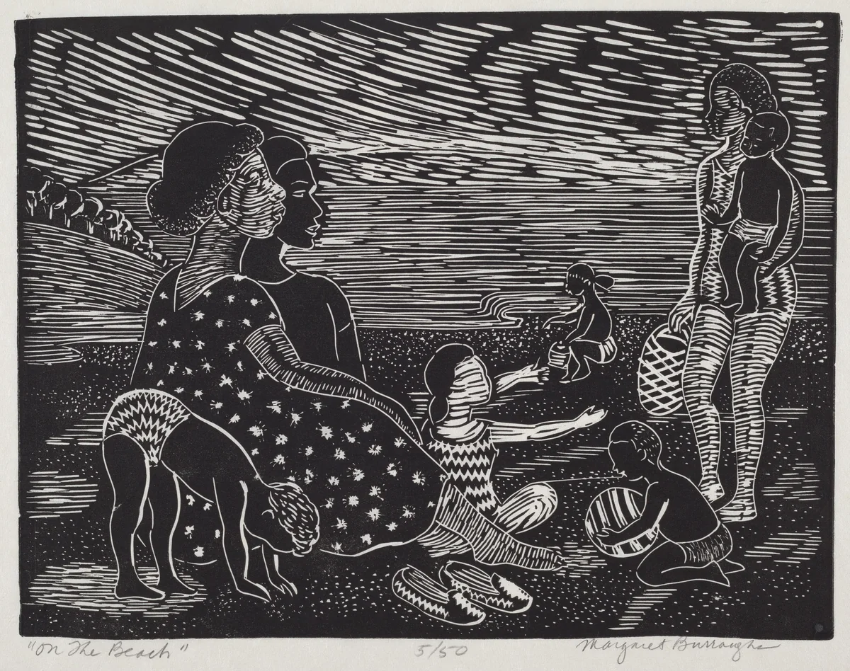 On the Beach by Margaret Burroughs, print, 1957
