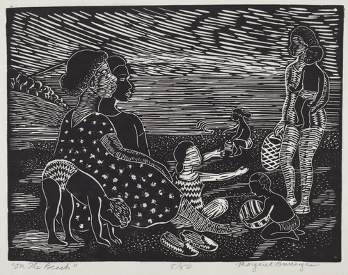 On the Beach by Margaret Burroughs, print, 1957