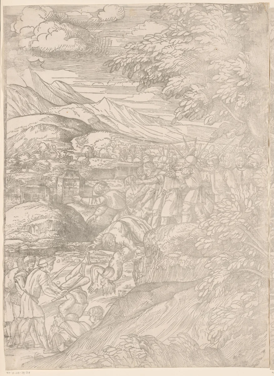 Martelaarschap van de tienduizend (eerste deel) by Unknown, print, 1515-1520