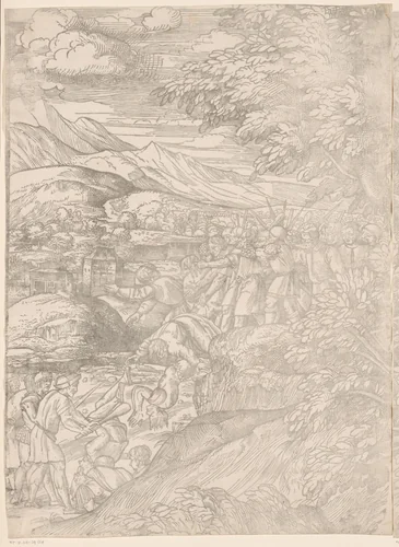 Martelaarschap van de tienduizend (eerste deel) by Unknown, print, 1515-1520