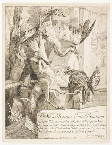 Four Hunting Subjects, No. 1 by Jean-Baptiste Oudry, print, 1725
