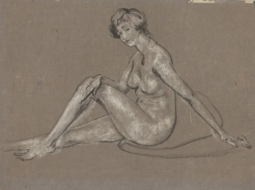 Seated Female Nude by Arthur B. Davies, drawing, 1917-1928
