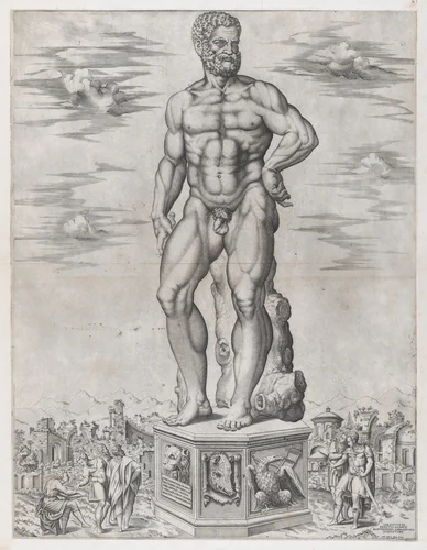 Hercules Colossus at Padua (L'Ercole di casa Benavides a Padova), from "Speculum Romanae Magnificentiae" by anonymous, print, 1553