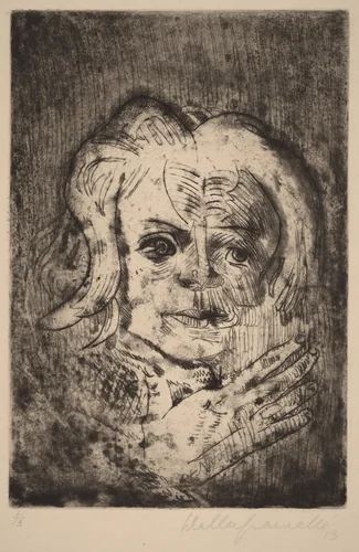 Girl with Hand by Walter Gramatté, print, 1923