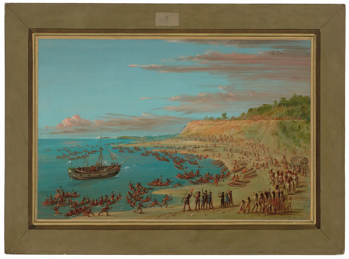 The Griffin Entering the Harbor at Mackinaw. August 27, 1679 by George Catlin, painting, 1847-1848