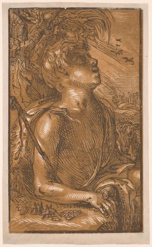 Saint John the Baptist by Hendrick Goltzius, print, 1595-1600
