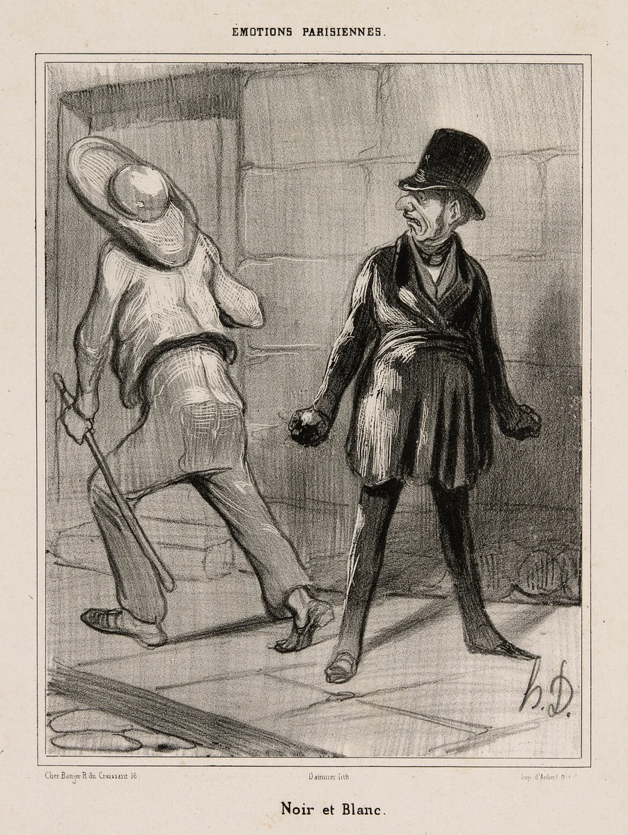 Black and white, plate 23 from Émotions Parisiennes by Honoré-Victorin Daumier, print, 1840