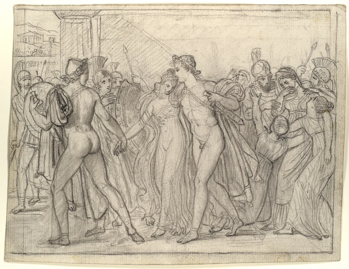 Group of studies for "Castor and Pollux Freeing Helen" by Joseph-Ferdinand Lancrenon, drawing, 1817