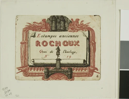Address-Card of the Printseller, Rochoux by Charles Meryon, print, 1850-1860
