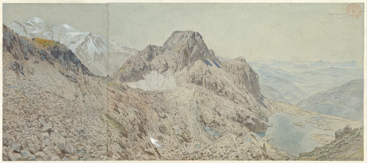 Mont Blanc Seen from the Massif, Les Aiguilles Rouges by Eugène-Emmanuel Viollet-le-Duc, drawing, 1874