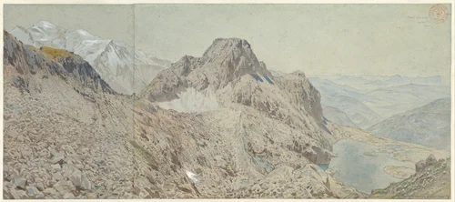 Mont Blanc Seen from the Massif, Les Aiguilles Rouges by Eugène-Emmanuel Viollet-le-Duc, drawing, 1874
