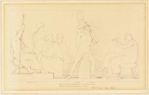 Minerva and Achilles by John Flaxman, drawing, 1775-1826