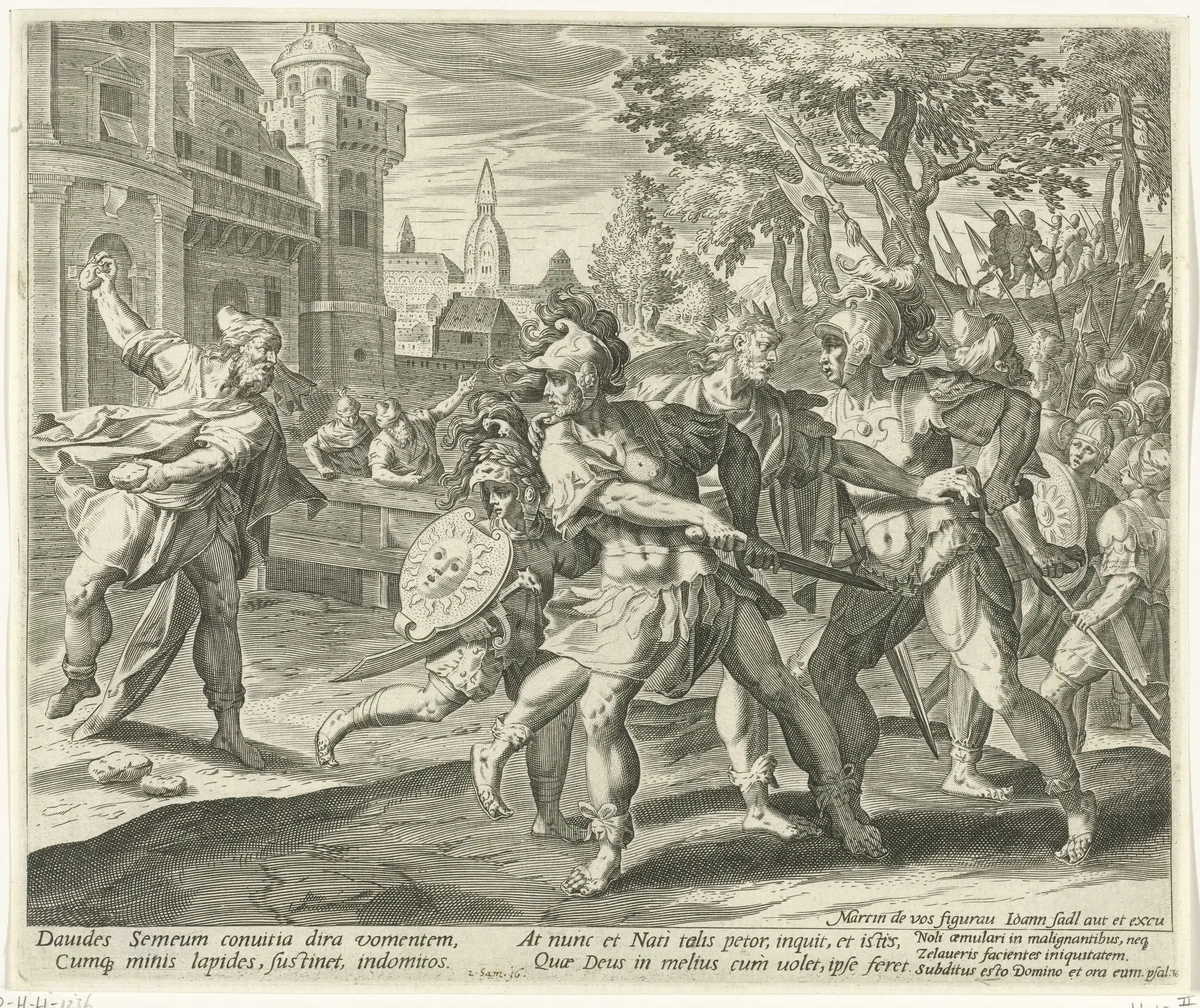 Simi vervloekt koning David by Aegidius Sadeler, print, 1580-1596
