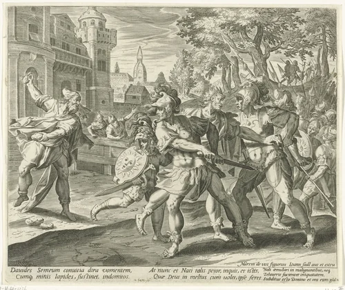 Simi vervloekt koning David by Aegidius Sadeler, print, 1580-1596