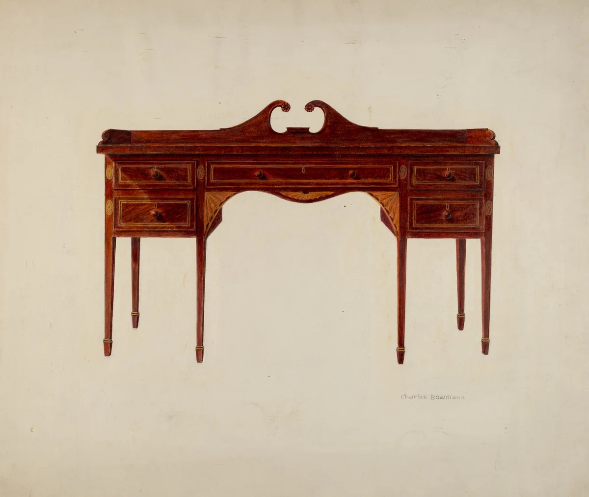 Sideboard (Hepplewhite) by Charles Bowman, index of american design, 1935-1942