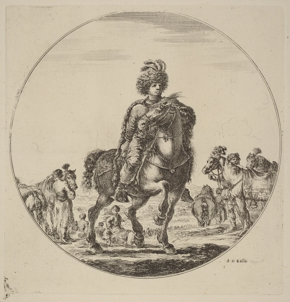 Hungarian Cavalier by Stefano della Bella, print, 1610-1664