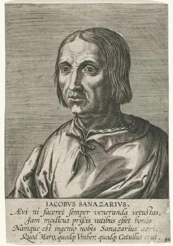 Portret van Jacopo Sannazaro by Philips Galle, print, 1587-1606