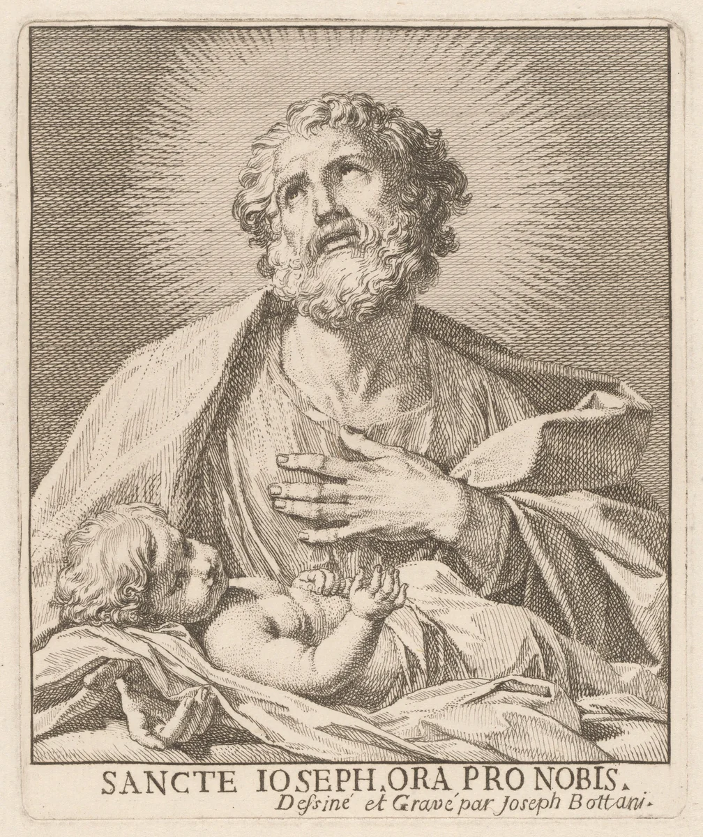 Saint Joseph and the Infant Jesus by Giuseppe Bottani, print, 1717-1784