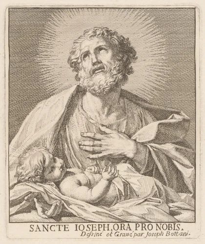 Saint Joseph and the Infant Jesus by Giuseppe Bottani, print, 1717-1784