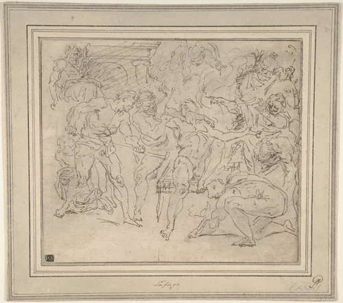 Martydom of St. Lawrence by Raymond de La Fage, drawing, 1656-1690