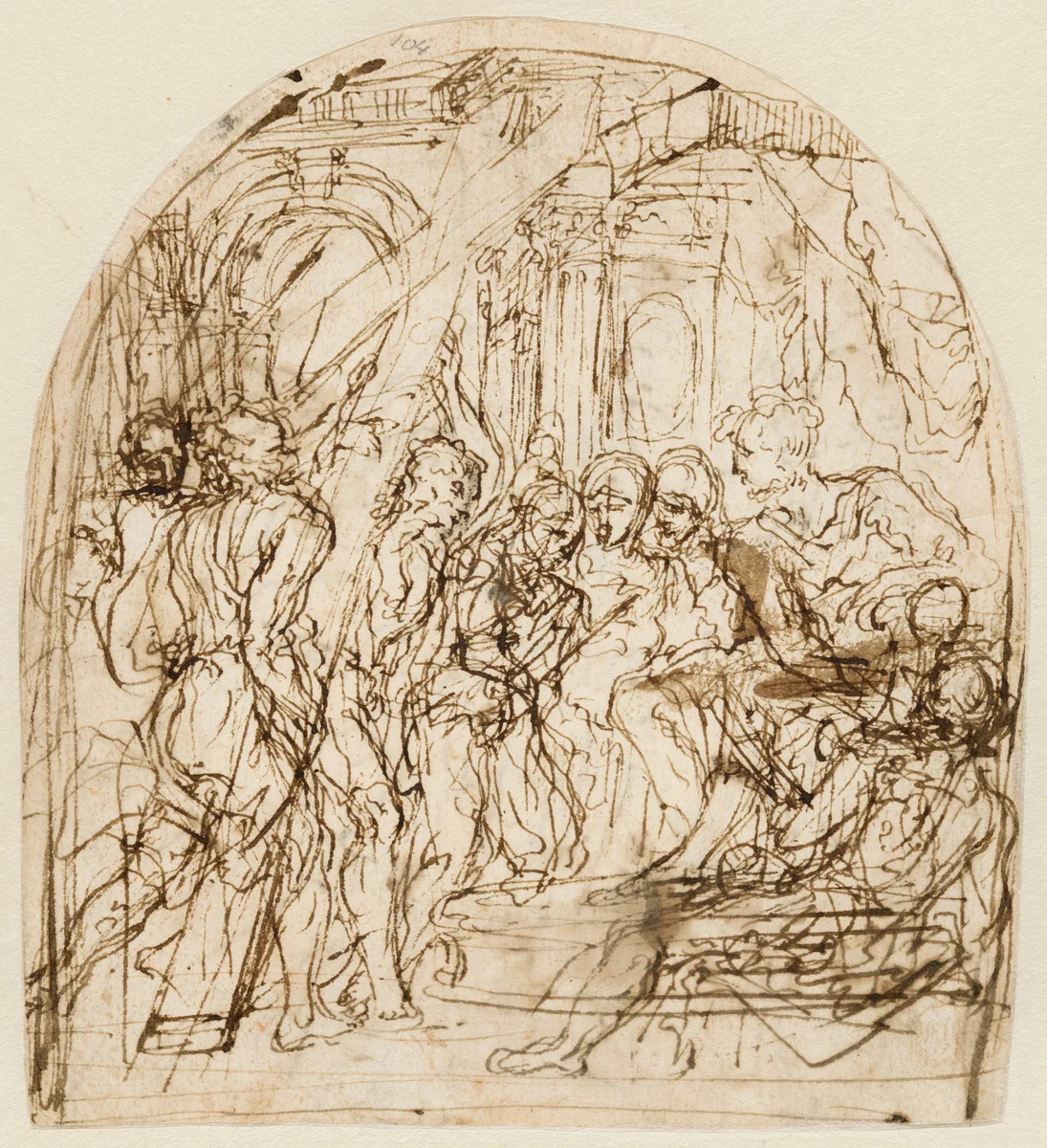 Christ Carrying the Cross by Alessandro Maganza, drawing, 1600-1699