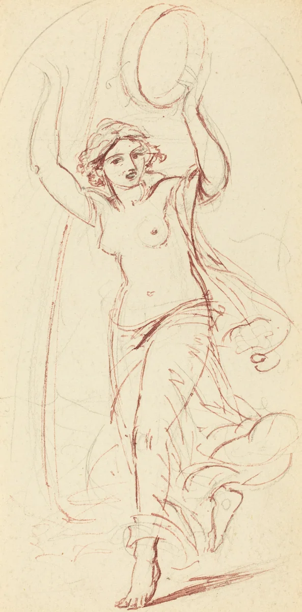 Dancing Woman with a Tambourine by William Edward Frost, drawing, 1810-1877