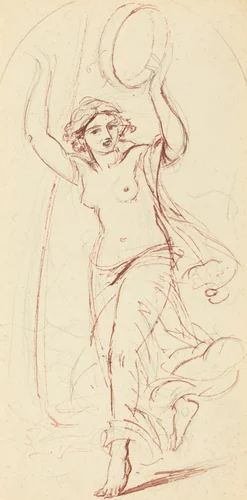 Dancing Woman with a Tambourine by William Edward Frost, drawing, 1810-1877
